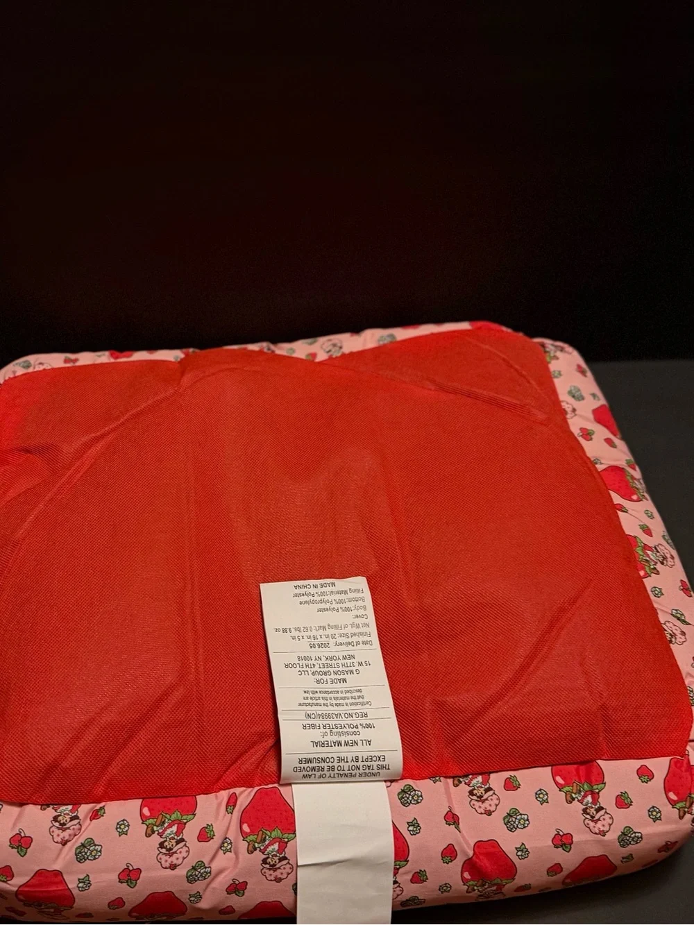 Plush Red Strawberry Print Pet Bed